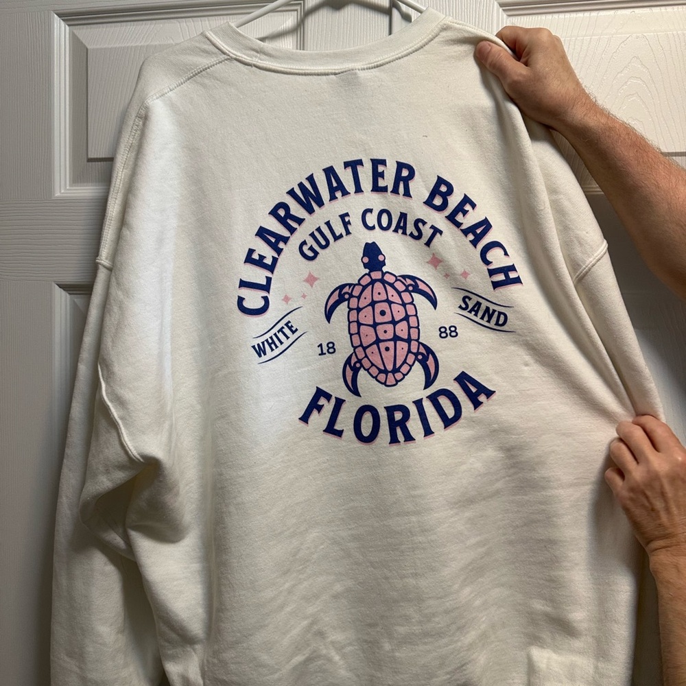 Gildan White Crewneck Sweater Casual Cotton Blend